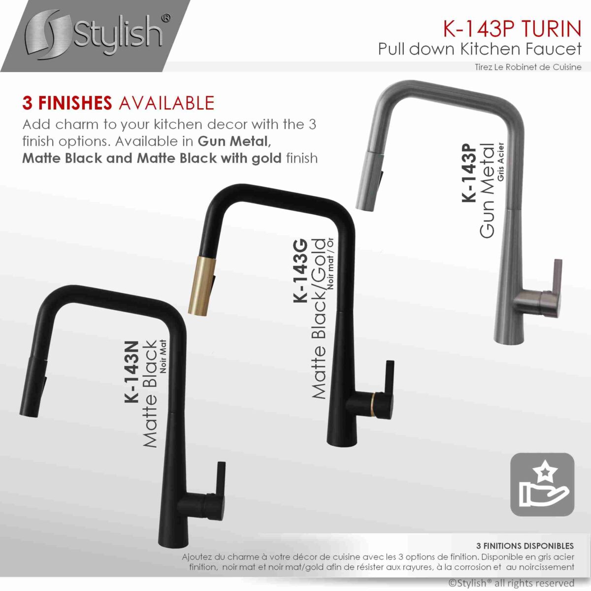 STYLISH K-143P TURIN Kitchen Sink Faucet - Image 9
