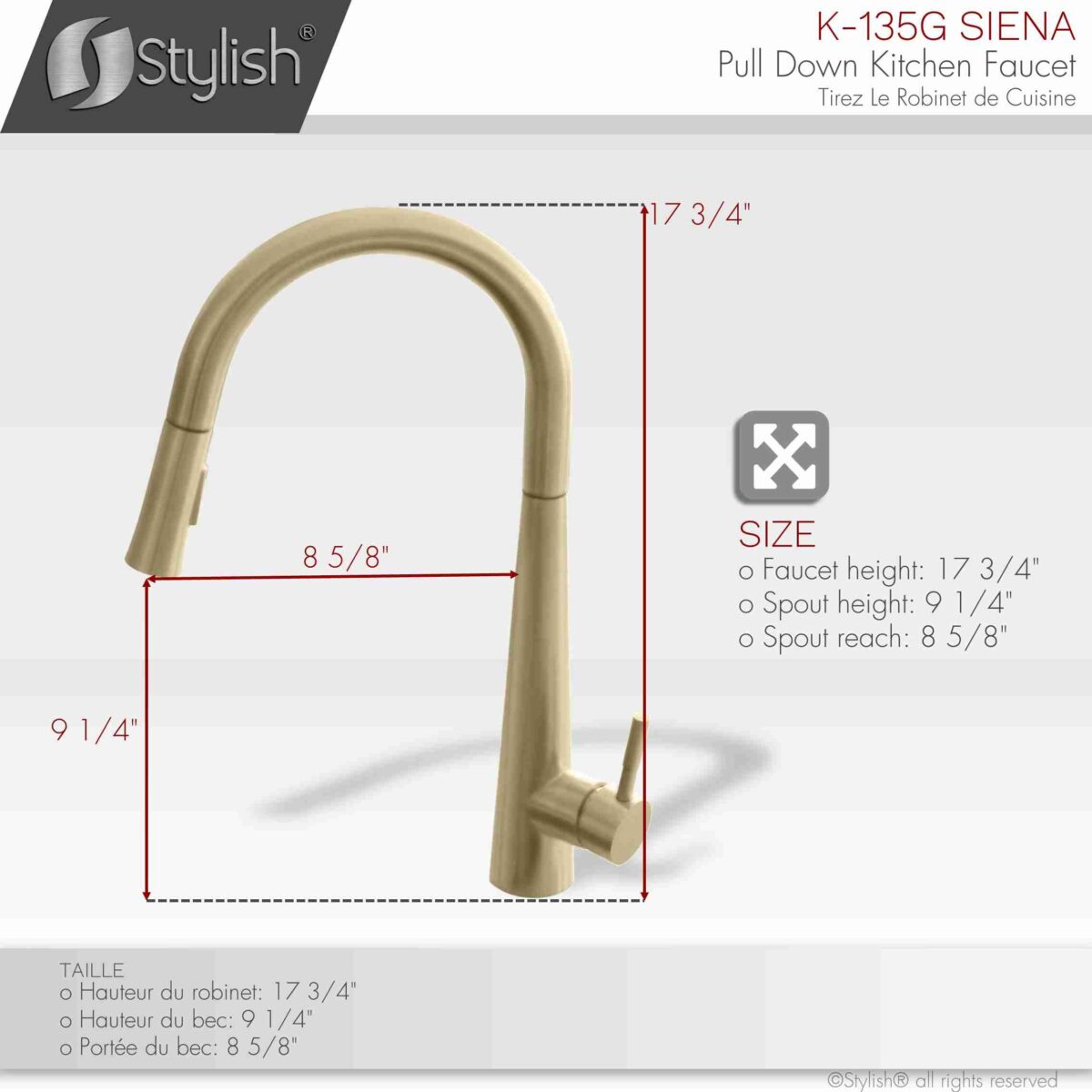 STYLISH K-135G SIENA Kitchen Sink Faucet - Image 4