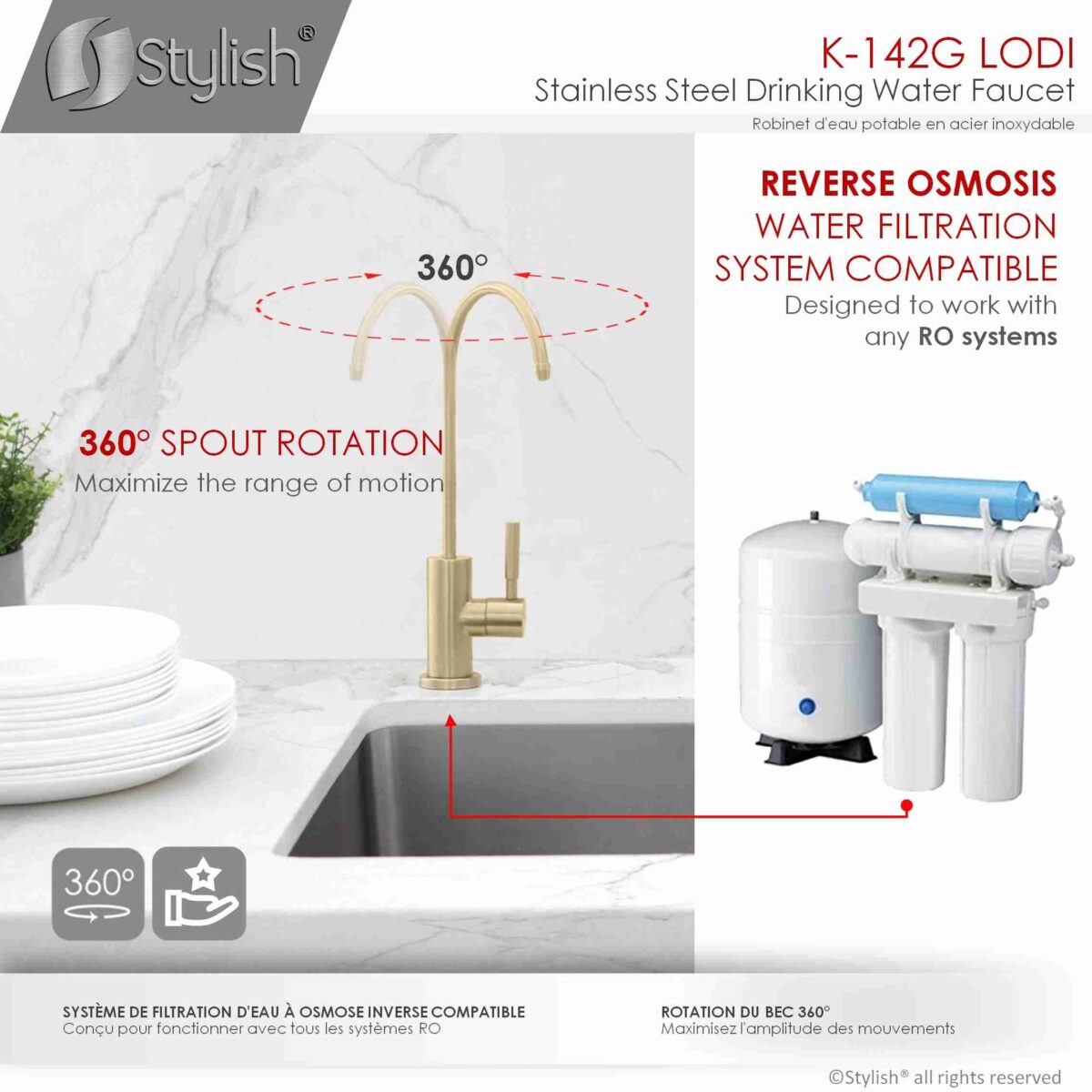 STYLISH K-142G LODI Kitchen Sink Drinking Water Tap Faucet - Image 3