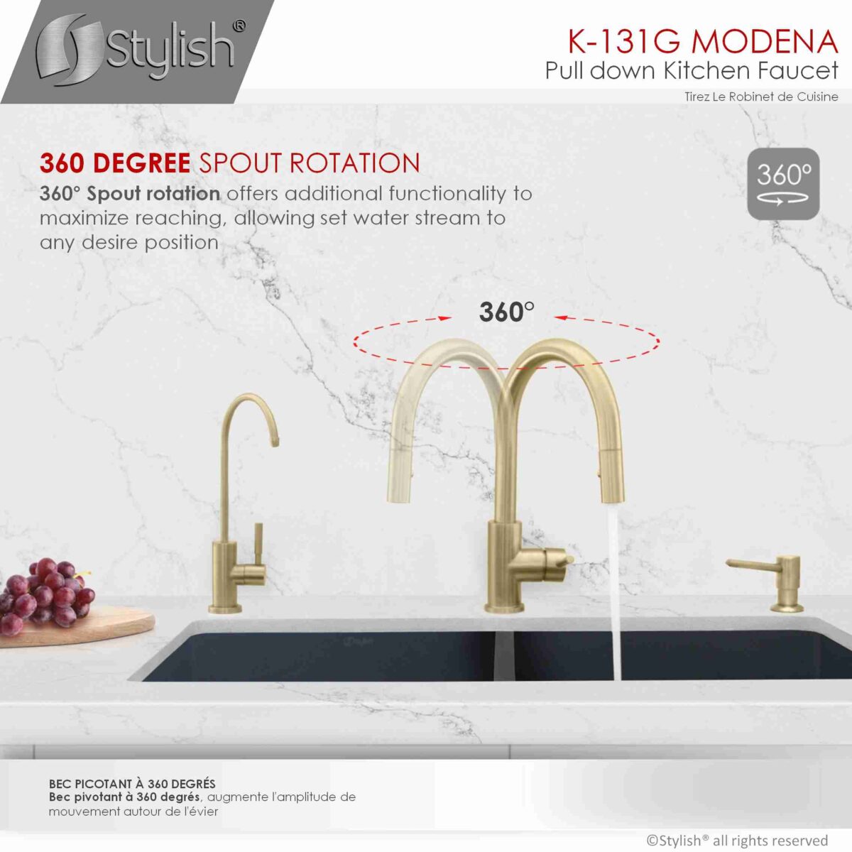 STYLISH K-131G MODENA Kitchen Sink Faucet - Image 3