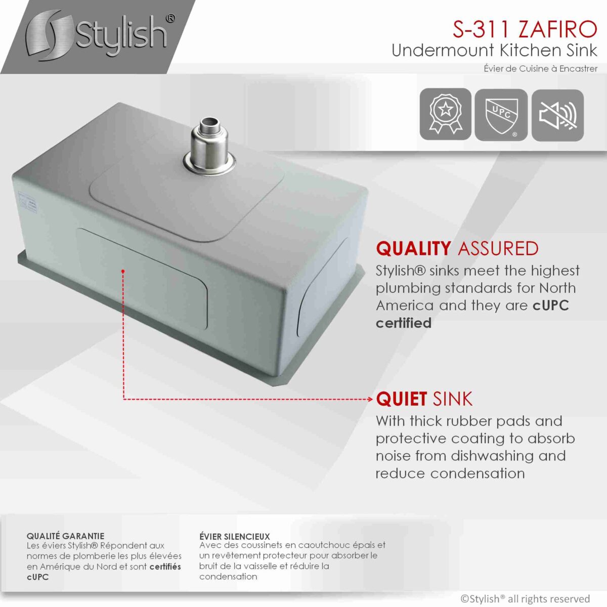 STYLISH S-311XG ZAFIRO 30-inch Undermount Kitchen Sink - Image 3