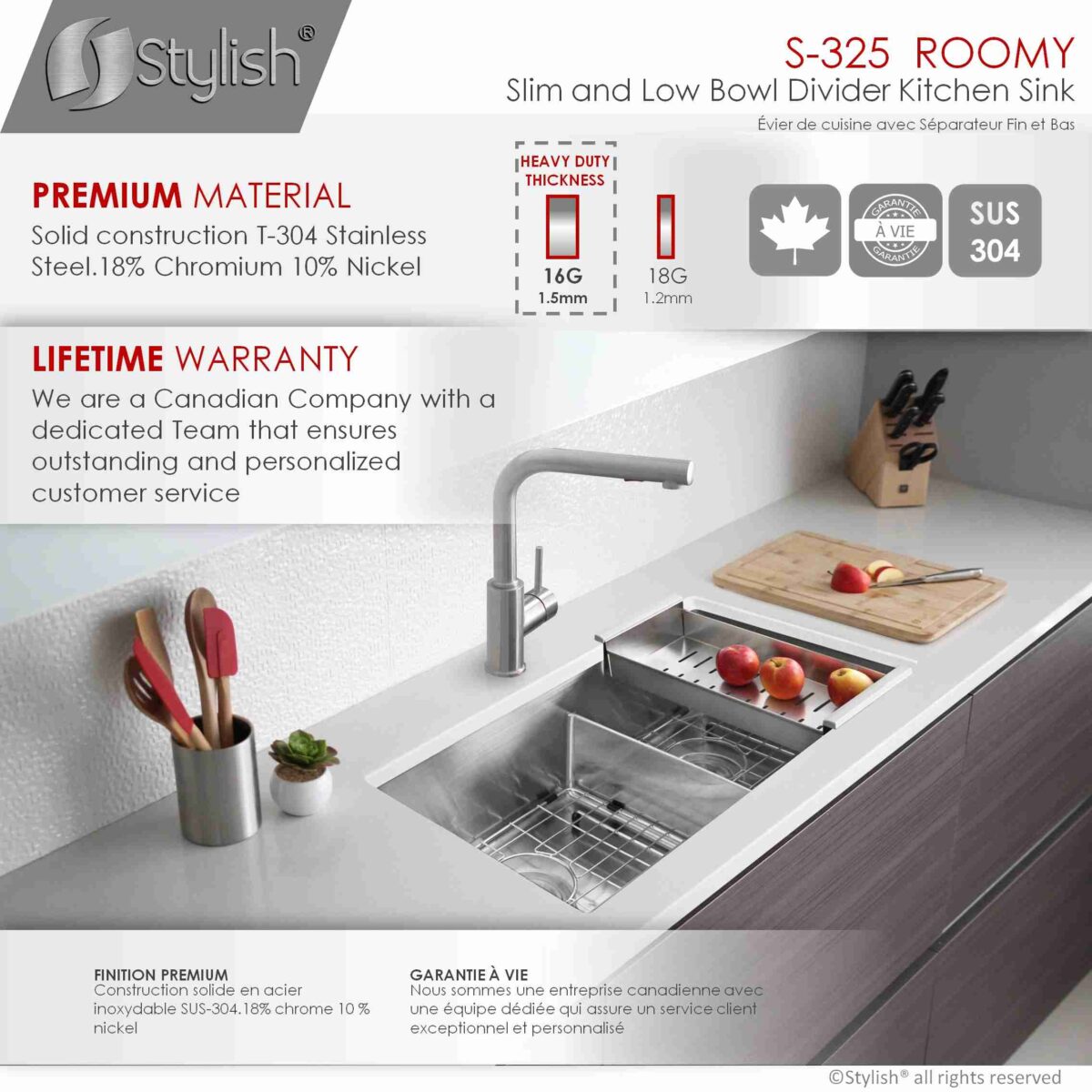 STYLISH S-325XG ROOMY 32-inch Undermount Kitchen Sink - Image 10