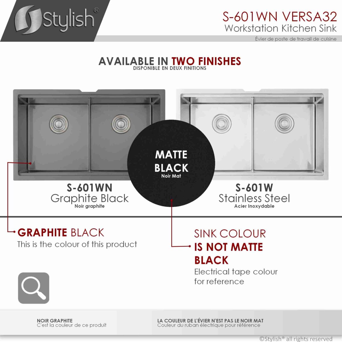 STYLISH S-601WN VERSA 32-inch Workstation Kitchen Sink - Image 11