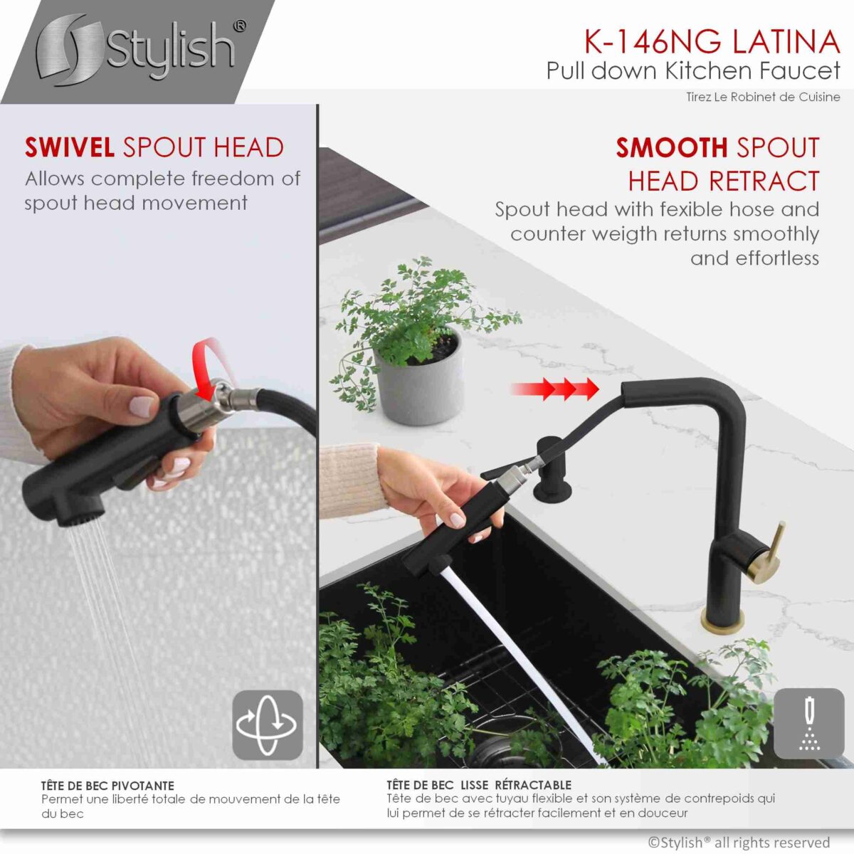 STYLISH K-146NG LATINA Kitchen Sink Faucet - Image 6