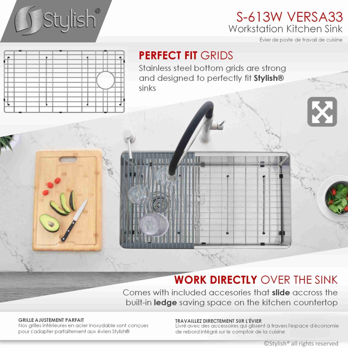 STYLISH S-613W VERSA 33-inch Workstation Single Bowl - Image 6
