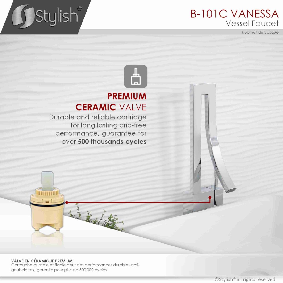 STYLISH B-101C VANESSA Single Handle Bathroom Faucet - Image 6