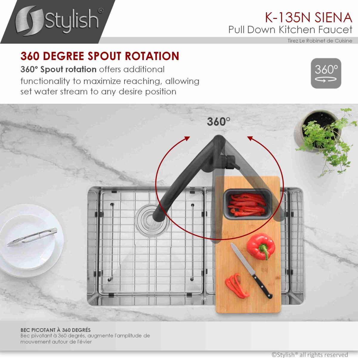 STYLISH K-135N SIENA Kitchen Sink Faucet - Image 3