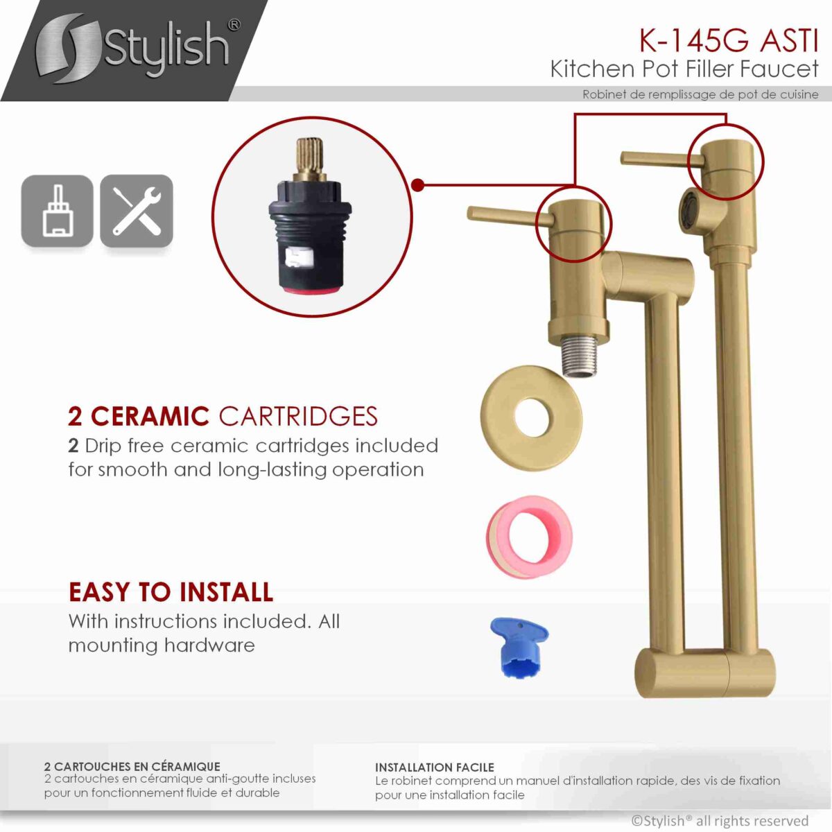 STYLISH K-145G ASTI Pot Filler Kitchen Faucet - Image 10