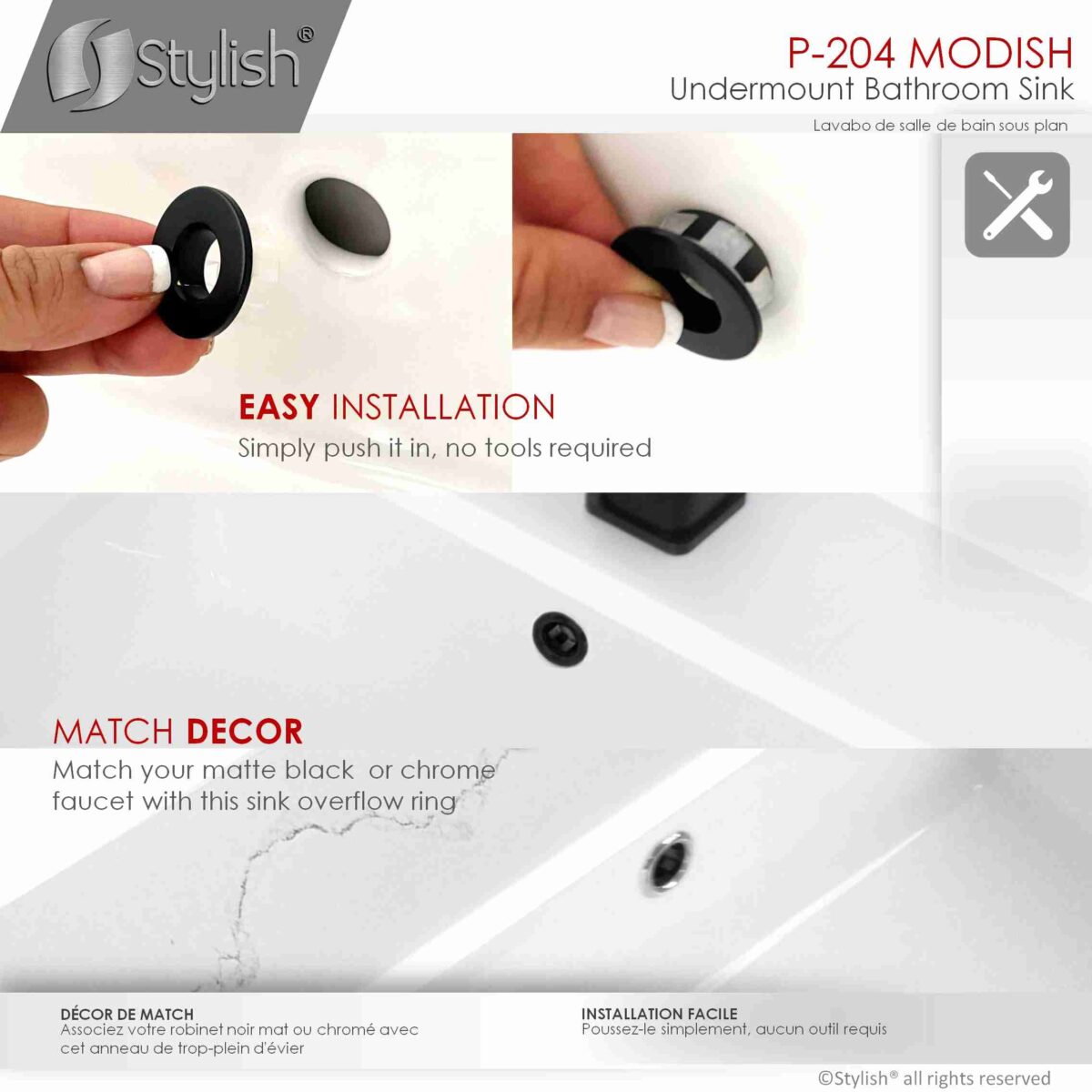 STYLISH P-204 MODISH 20-inch Undermount Bathroom Sink - Image 9