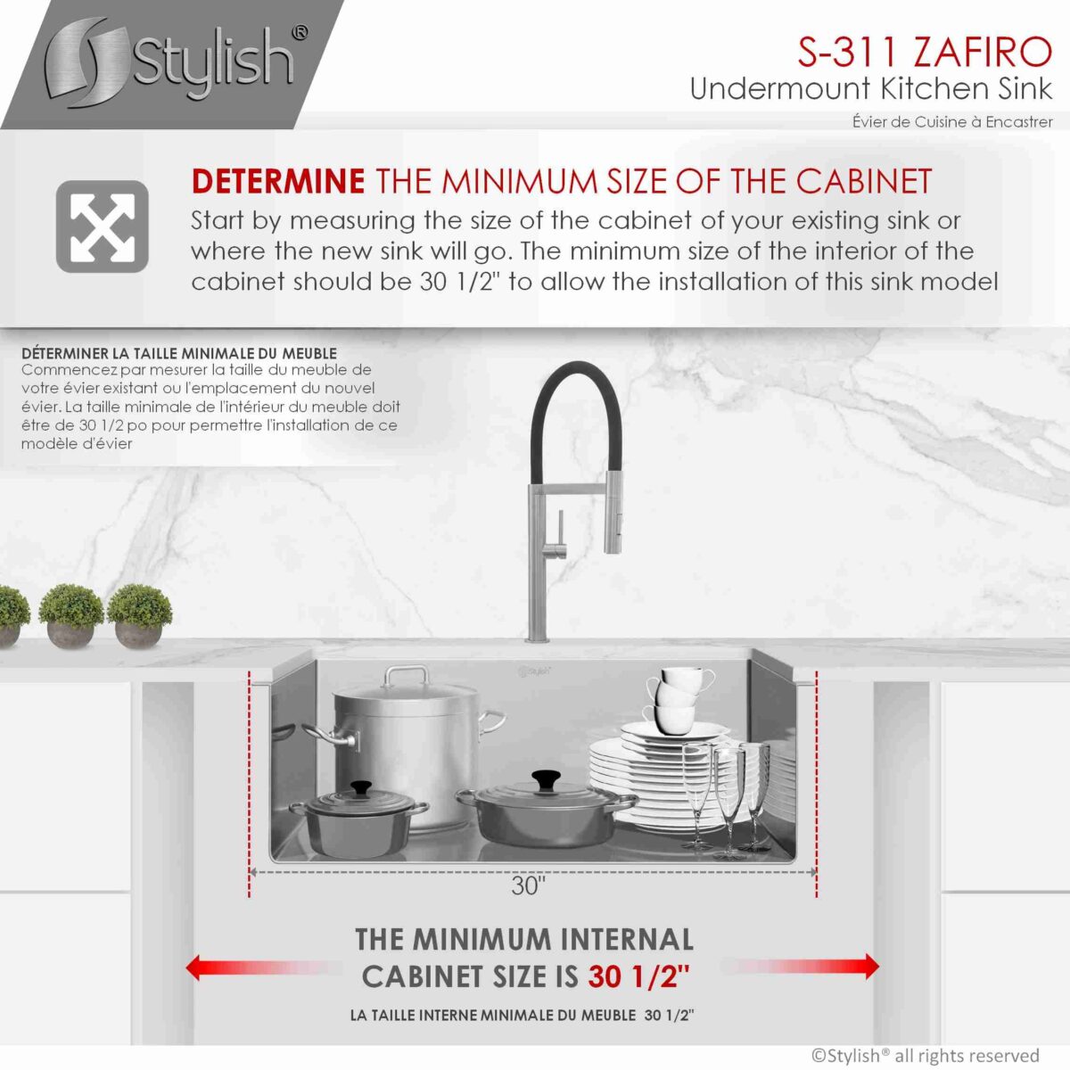 STYLISH S-311XG ZAFIRO 30-inch Undermount Kitchen Sink - Image 9