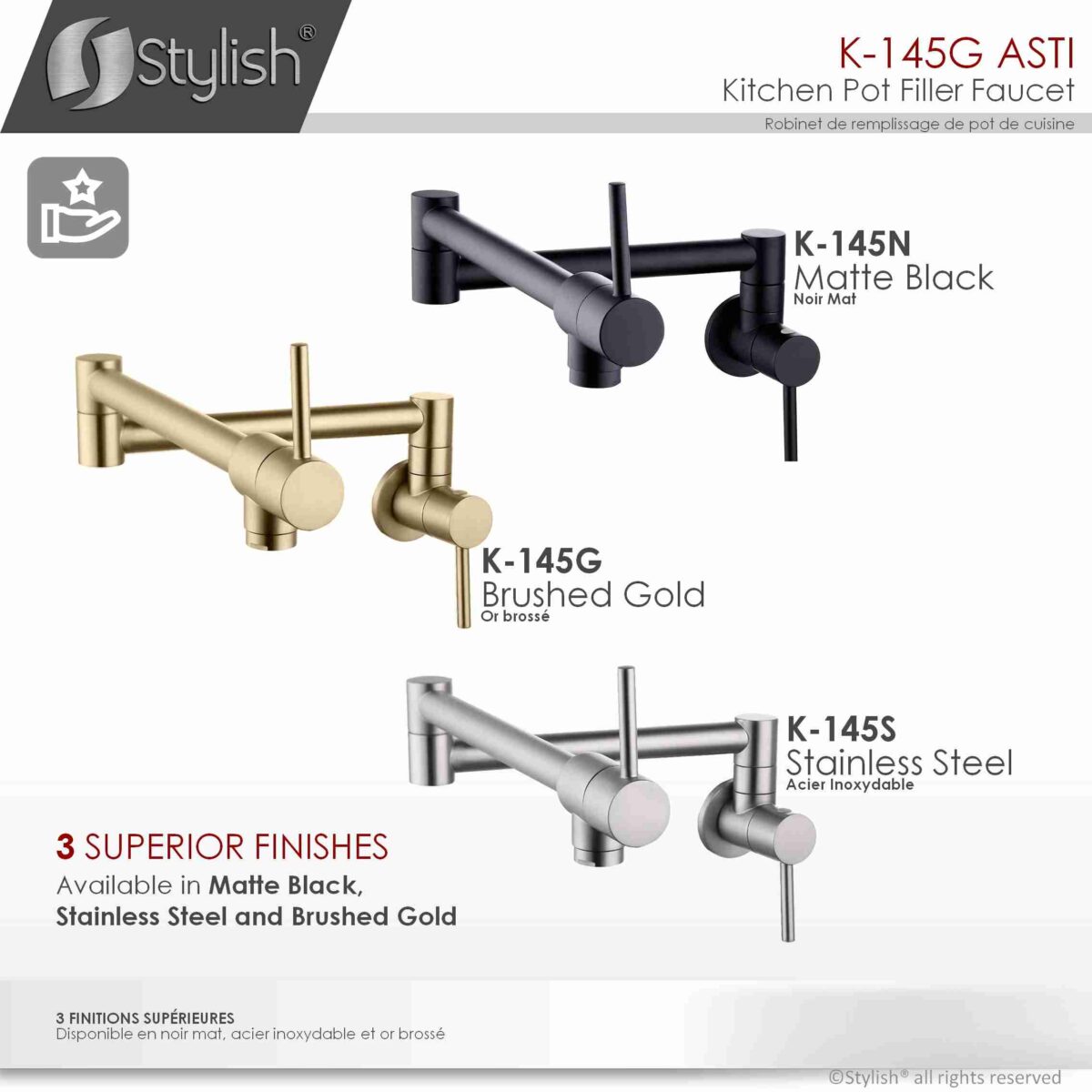 STYLISH K-145G ASTI Pot Filler Kitchen Faucet - Image 9