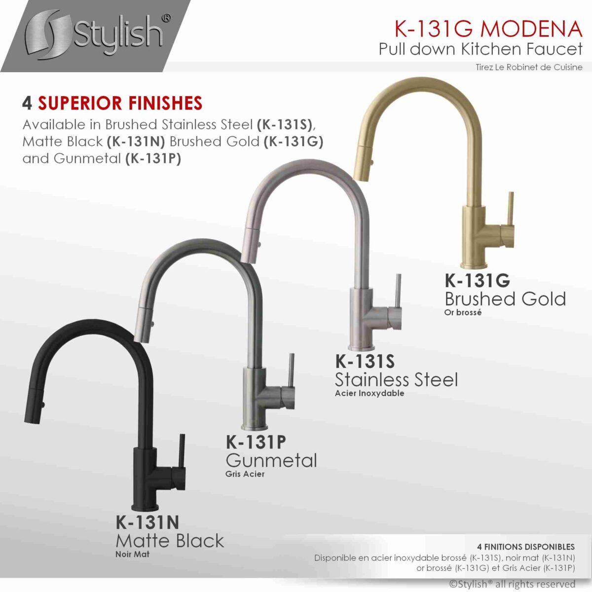 STYLISH K-131G MODENA Kitchen Sink Faucet - Image 9