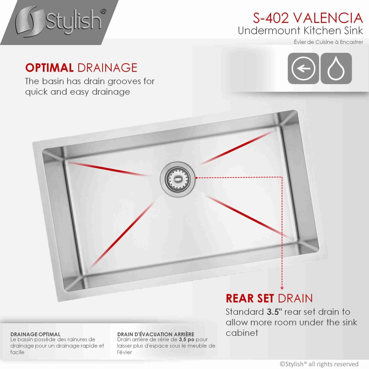 STYLISH S-402 VALENCIA 31-inch Undermount Kitchen Sink - Image 5
