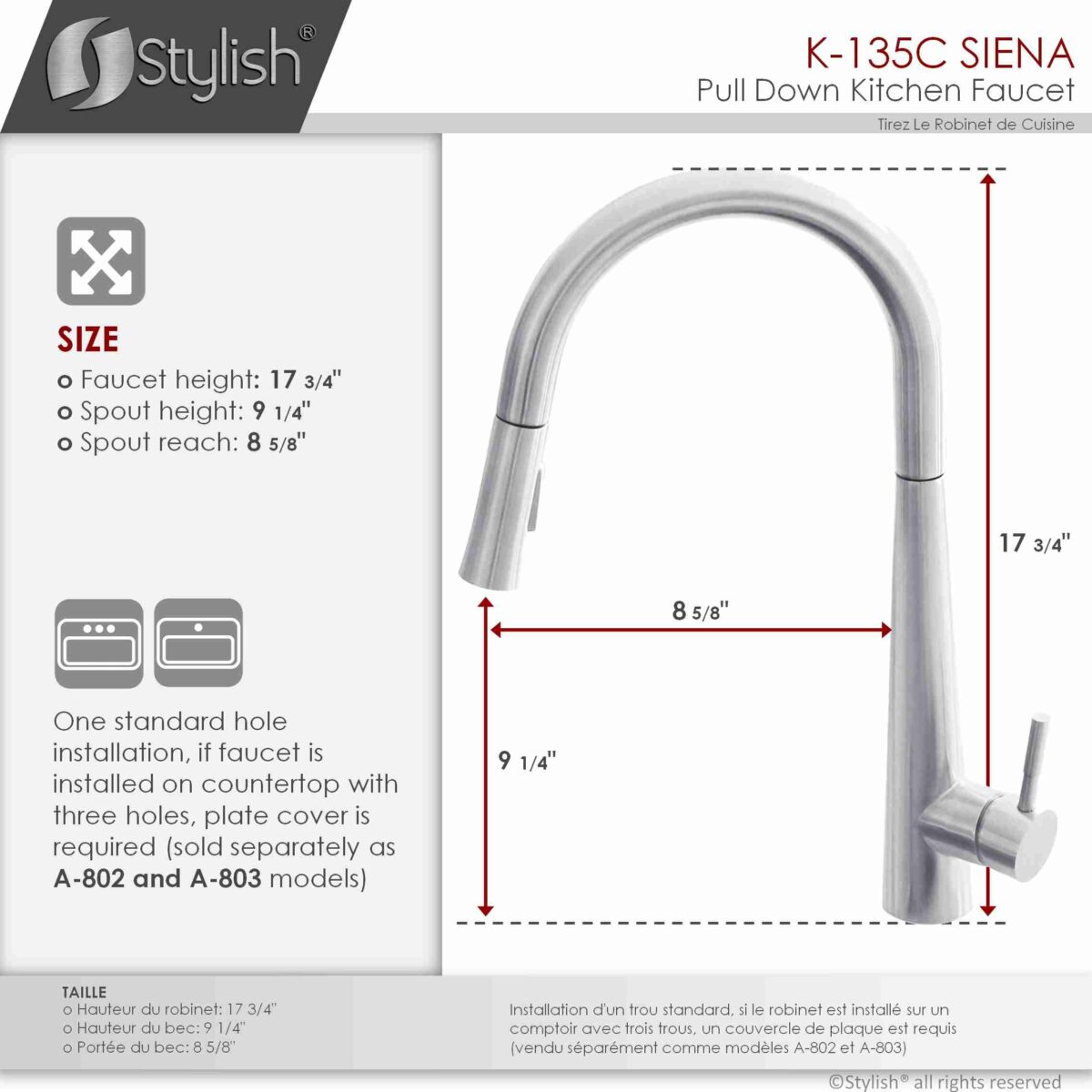 STYLISH K-135C SIENA Kitchen Sink Faucet - Image 4
