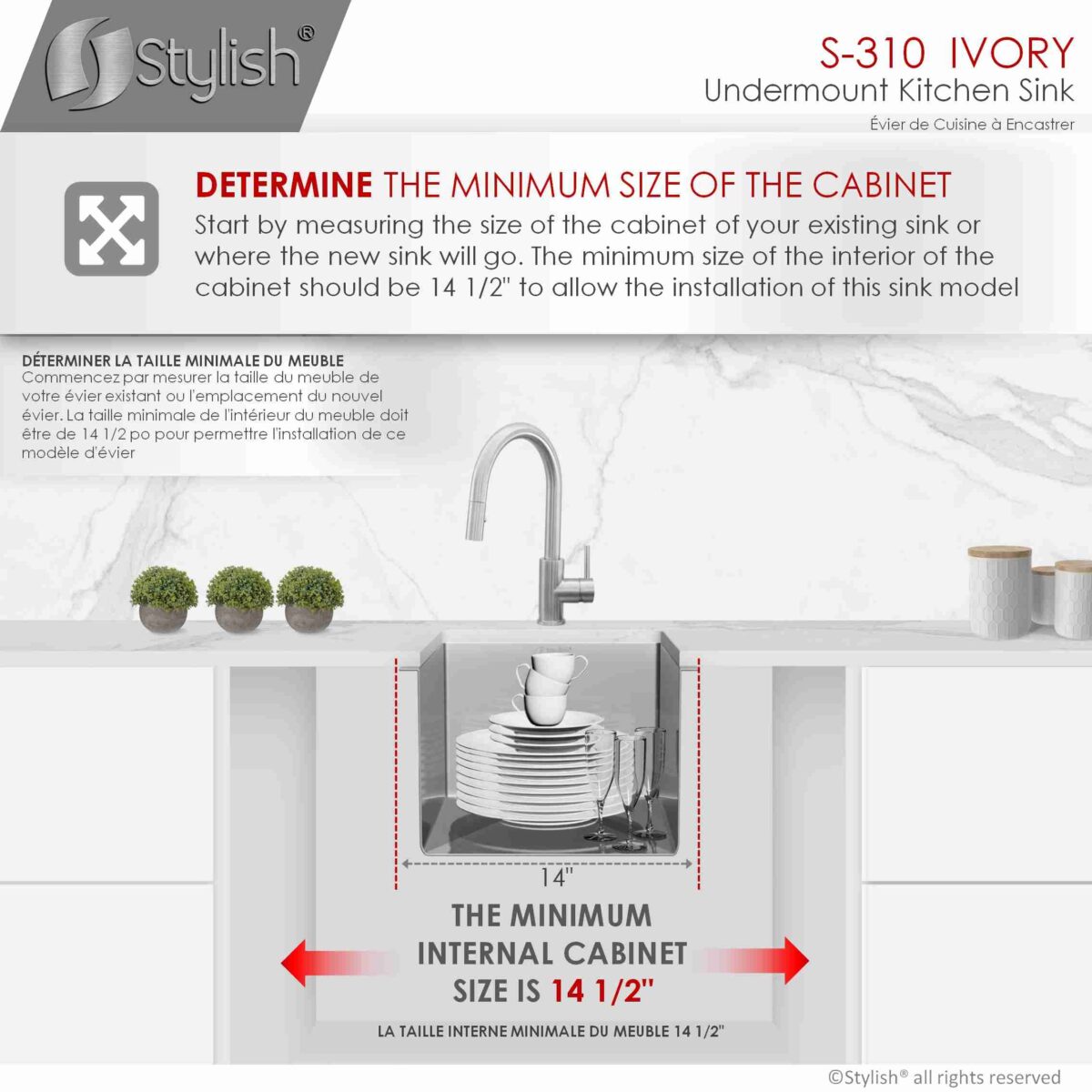 STYLISH S-310G IVORY 14-inch Undermount Kitchen Sink - Image 9