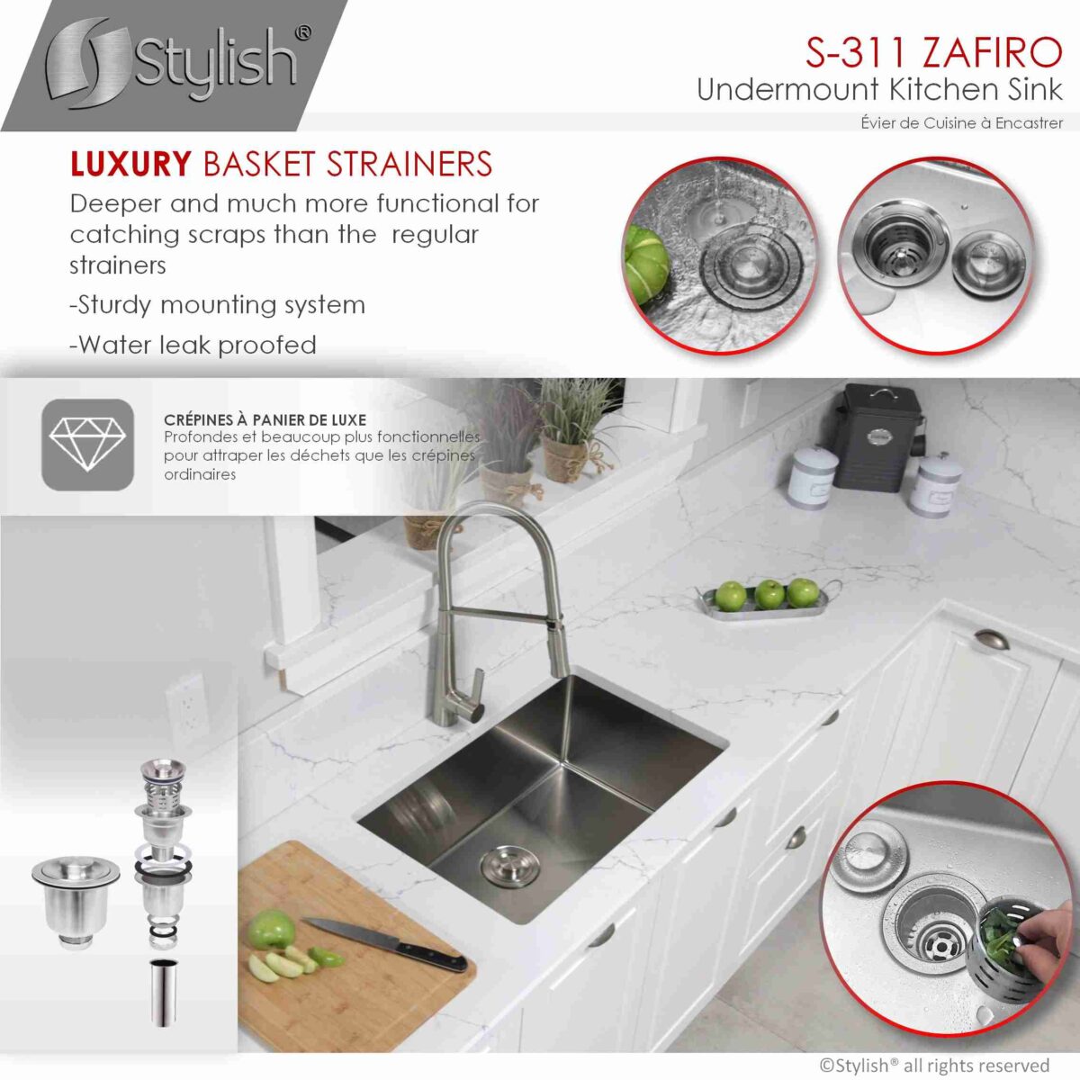 STYLISH S-311XG ZAFIRO 30-inch Undermount Kitchen Sink - Image 7