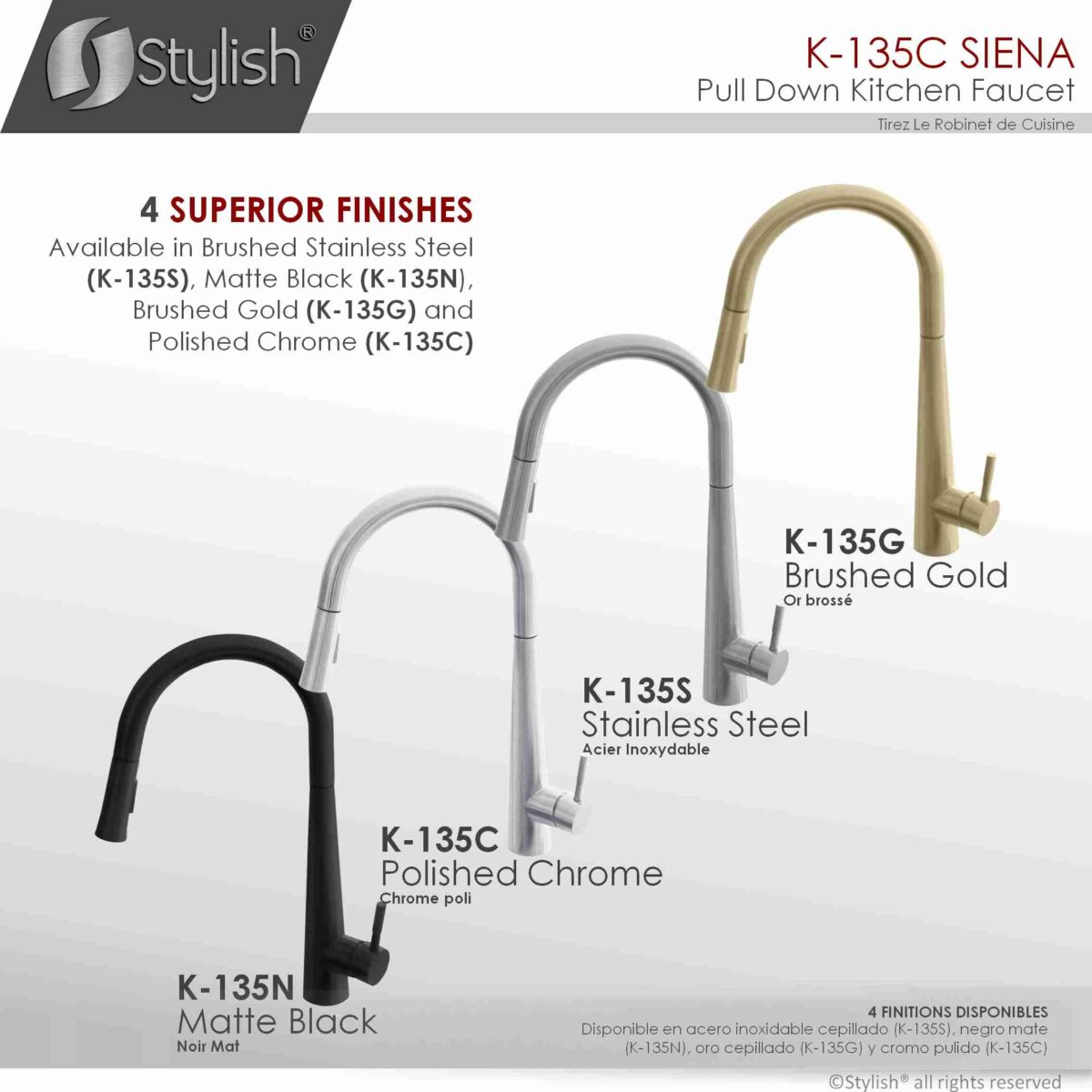 STYLISH K-135C SIENA Kitchen Sink Faucet - Image 9