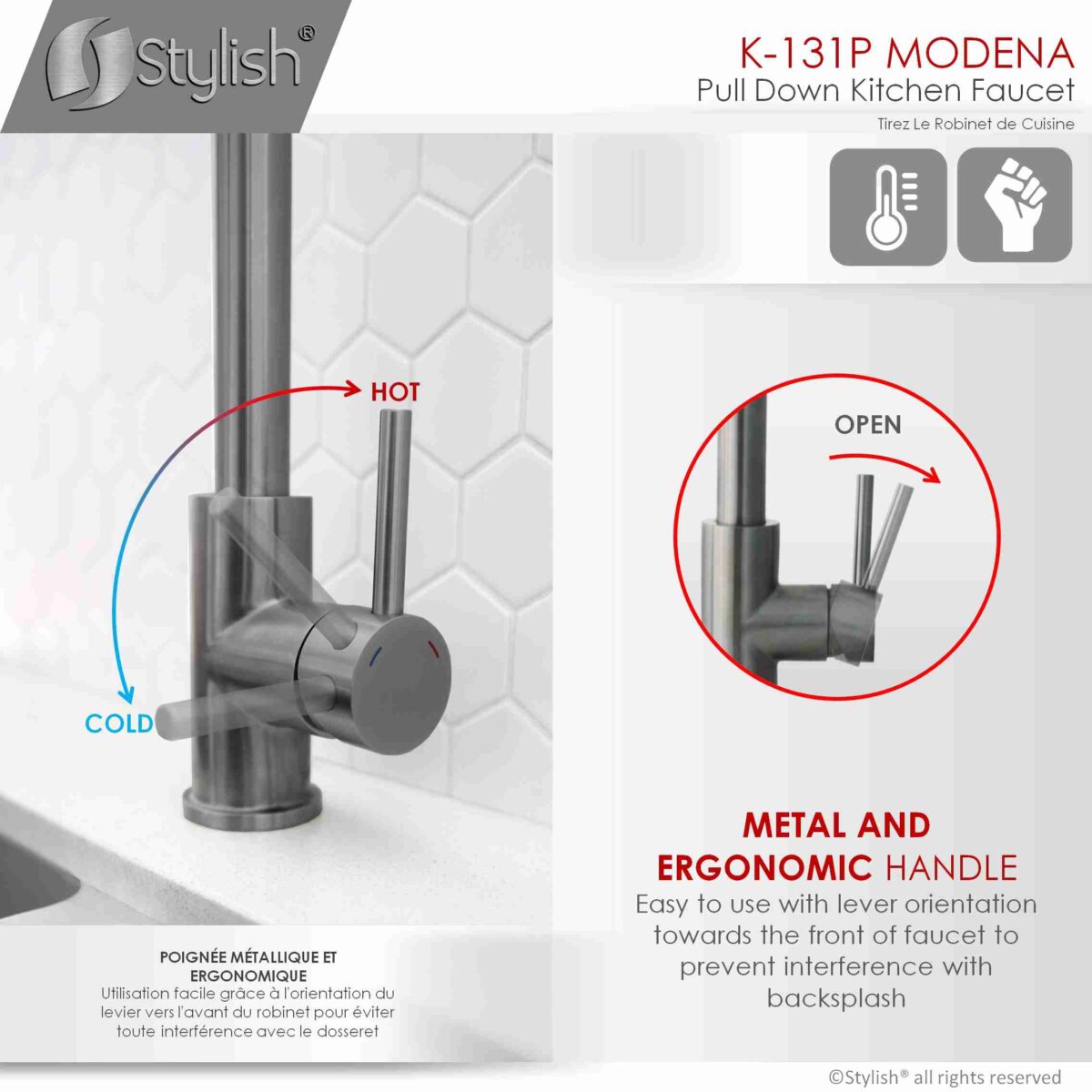 STYLISH K-131P MODENA Kitchen Sink Faucet - Image 7