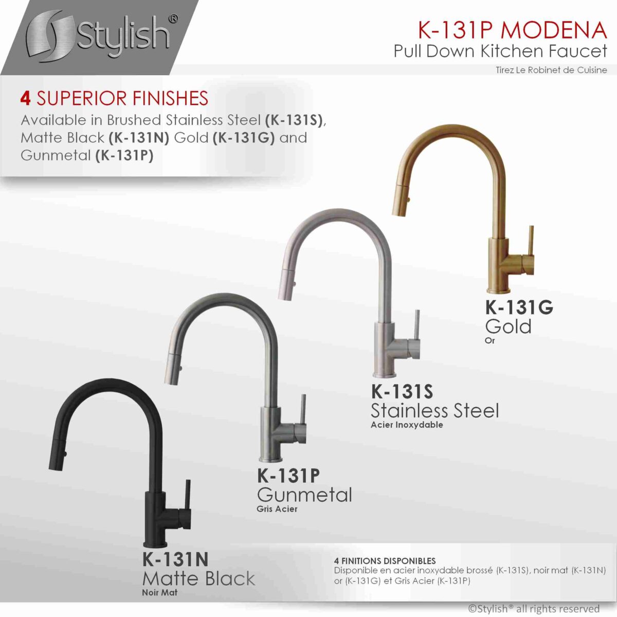 STYLISH K-131P MODENA Kitchen Sink Faucet - Image 9