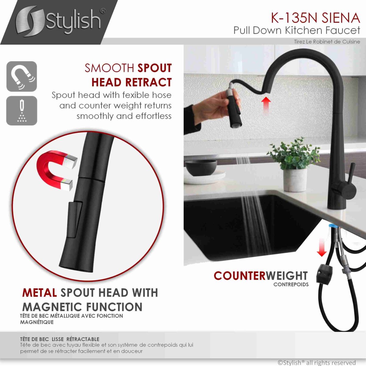 STYLISH K-135N SIENA Kitchen Sink Faucet - Image 6