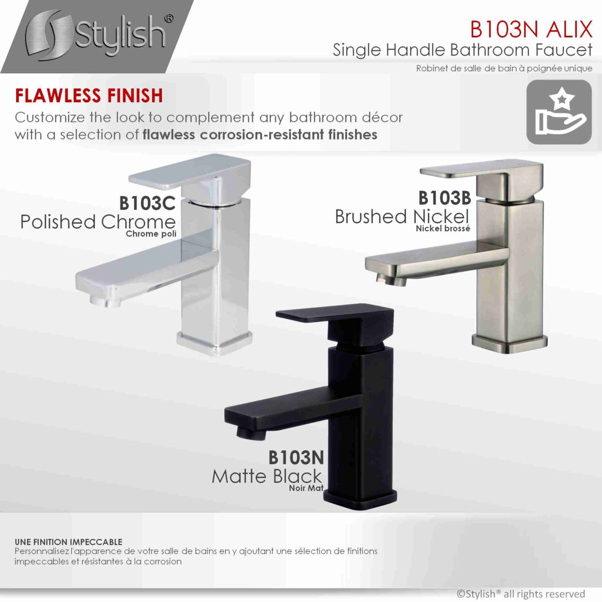 STYLISH B-103N Single Handle Bathroom Faucet - Image 9