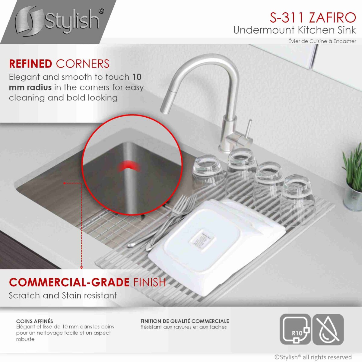 STYLISH S-311XG ZAFIRO 30-inch Undermount Kitchen Sink - Image 4
