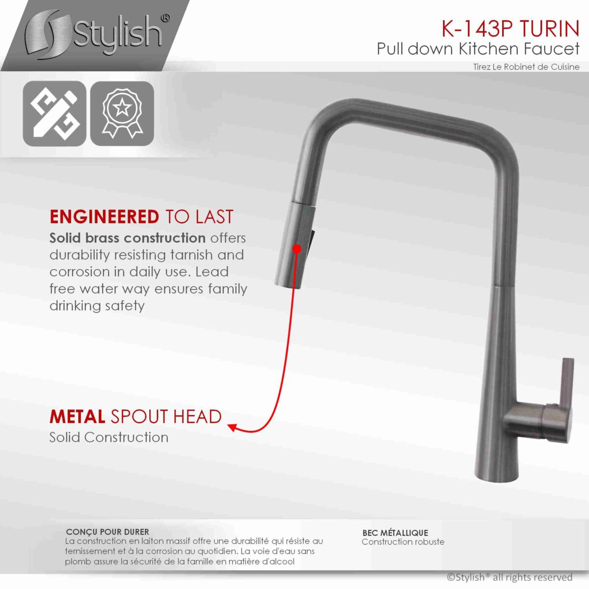 STYLISH K-143P TURIN Kitchen Sink Faucet - Image 8