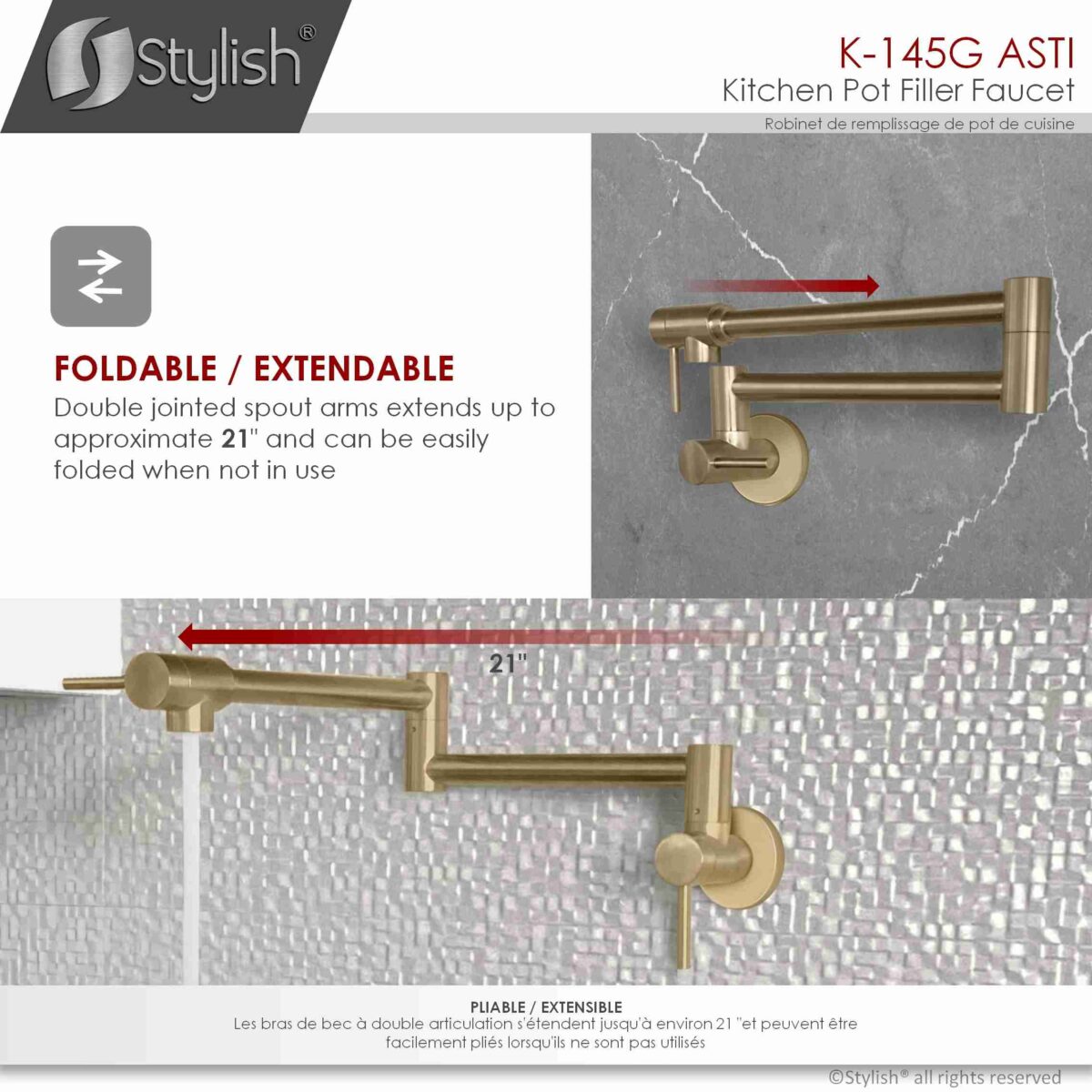 STYLISH K-145G ASTI Pot Filler Kitchen Faucet - Image 6