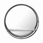 front view BAIN SIGNATURE Beatrice Decorative Metal Mirror black with shelf