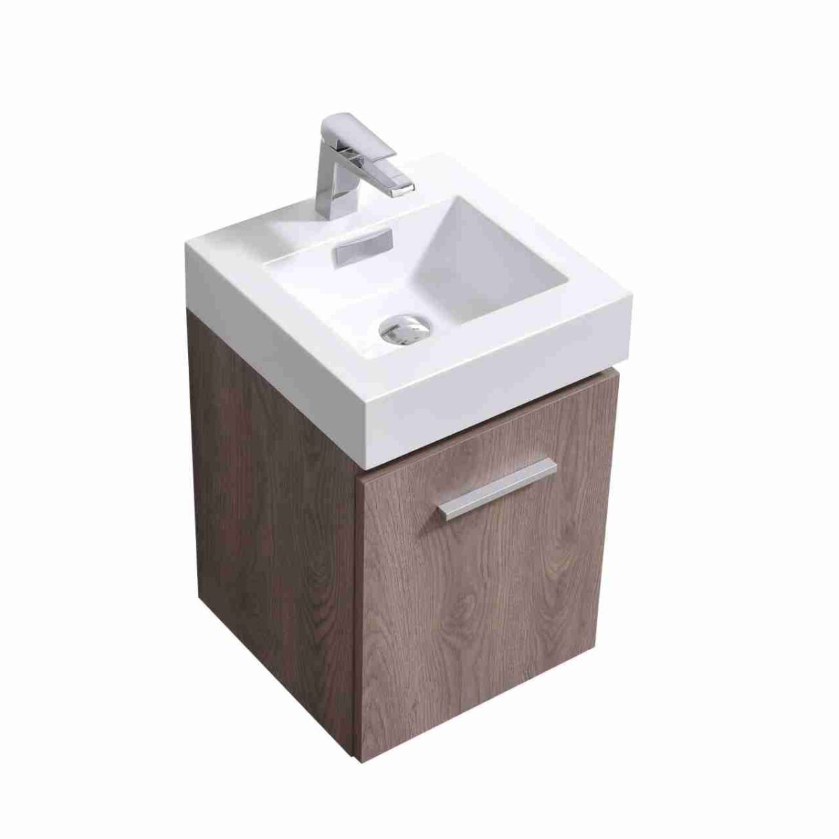 KUBEBATH BLISS 16″ BUTTERNUT WALL MOUNT MODERN BATHROOM VANITY - Image 1