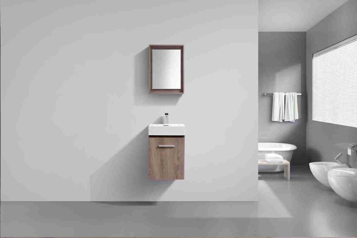 KUBEBATH BLISS 16″ BUTTERNUT WALL MOUNT MODERN BATHROOM VANITY - Image 2