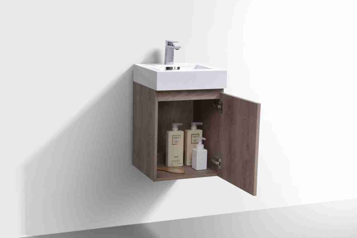 KUBEBATH BLISS 16″ BUTTERNUT WALL MOUNT MODERN BATHROOM VANITY - Image 5