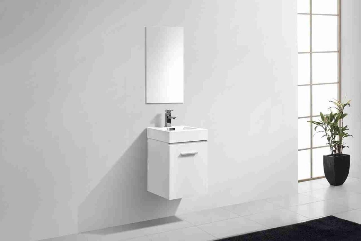 KUBEBATH BLISS 16″ HIGH GLOSS WHITE WALL MOUNT MODERN BATHROOM VANITY - Image 3