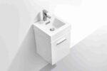 KUBEBATH BLISS 16″ HIGH GLOSS WHITE WALL MOUNT MODERN BATHROOM VANITY - Image 4