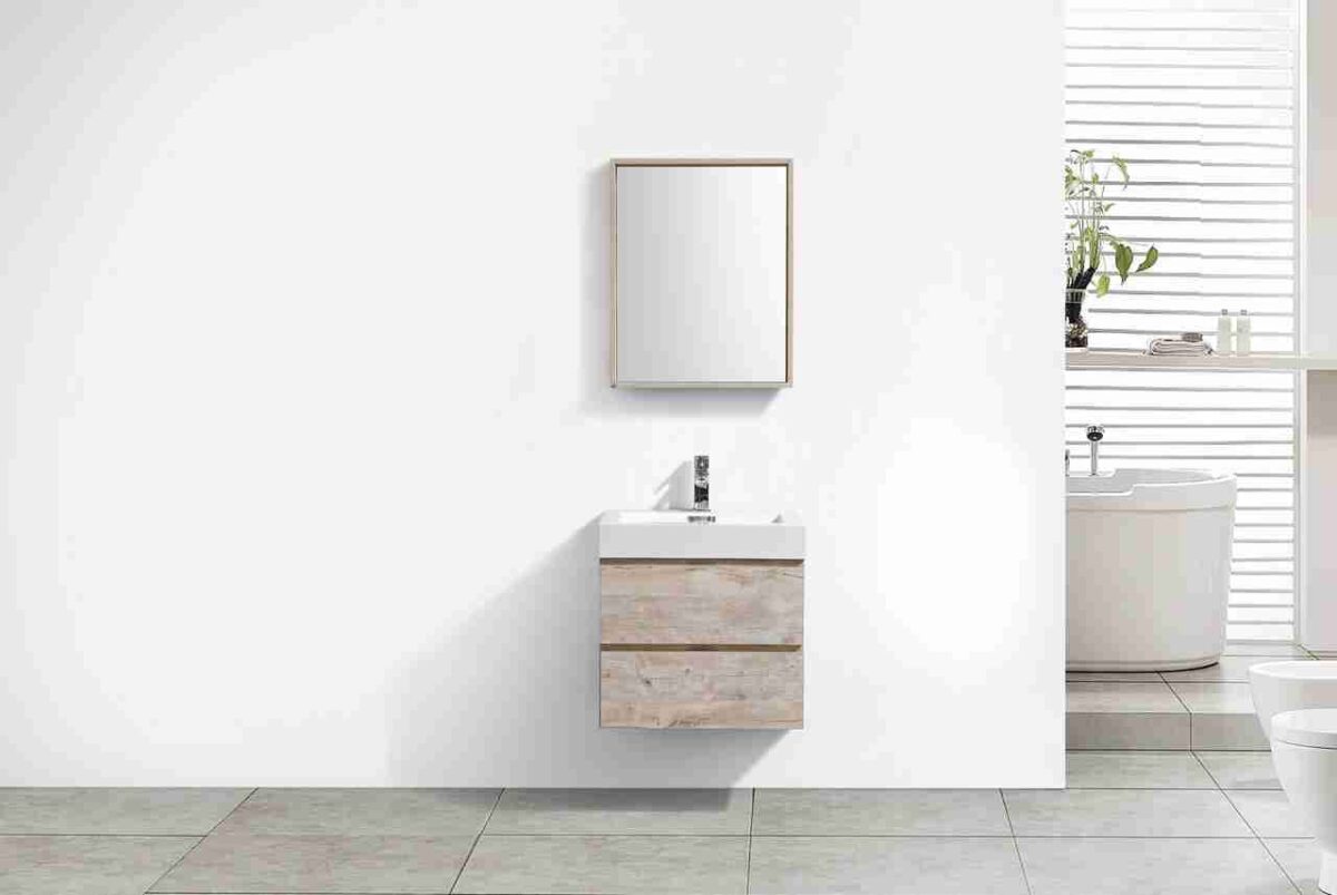 KUBEBATH BLISS 24″ NATURE WOOD WALL MOUNT MODERN BATHROOM VANITY - Image 5