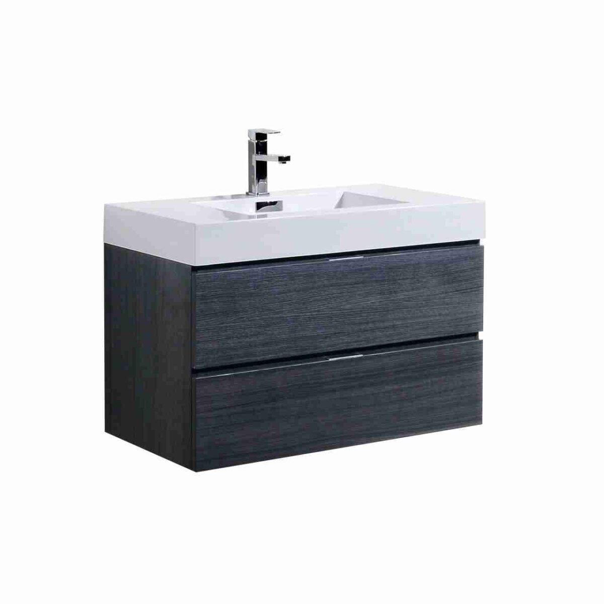 KUBEBATH BLISS 36″ GRAY OAK WALL MOUNT MODERN BATHROOM VANITY - Image 1
