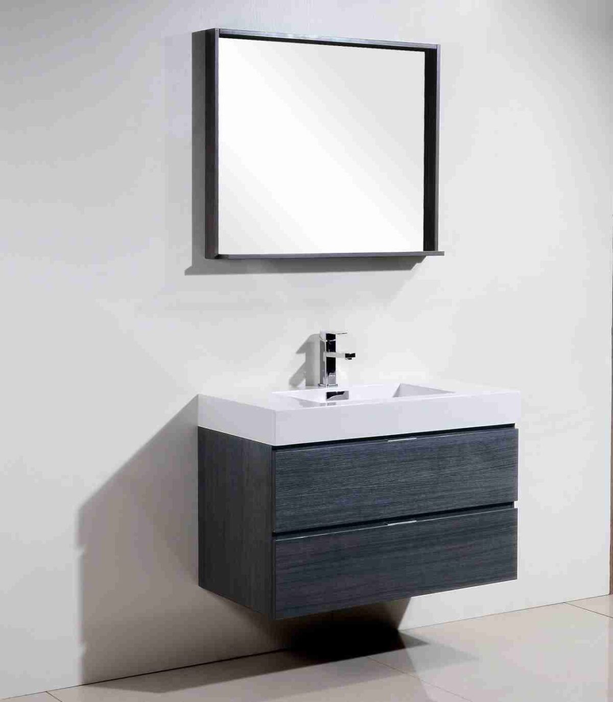 KUBEBATH BLISS 36″ GRAY OAK WALL MOUNT MODERN BATHROOM VANITY - Image 3