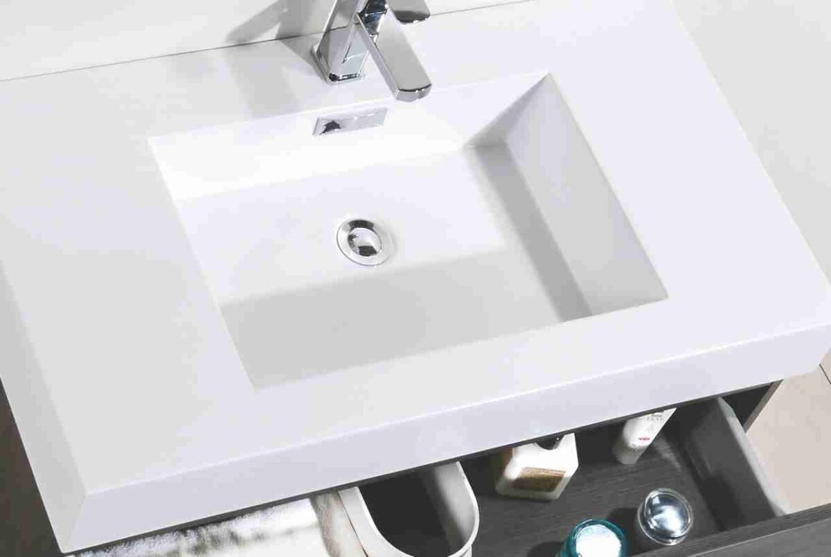 KUBEBATH BLISS 36″ GRAY OAK WALL MOUNT MODERN BATHROOM VANITY - Image 5