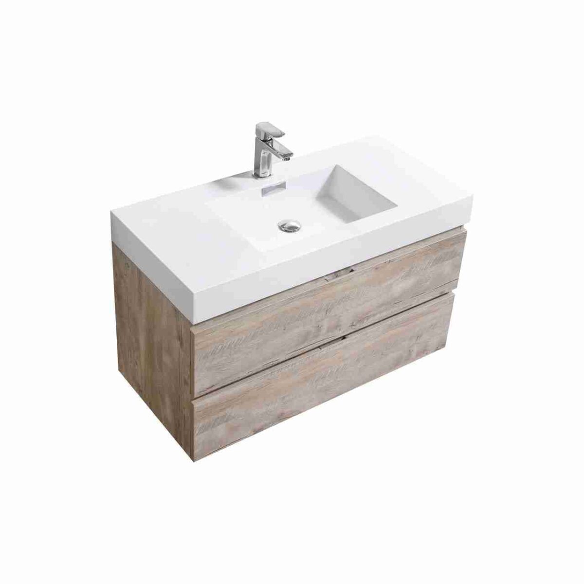 KUBEBATH BLISS 40″ NATURE WOOD WALL MOUNT MODERN BATHROOM VANITY - Image 1