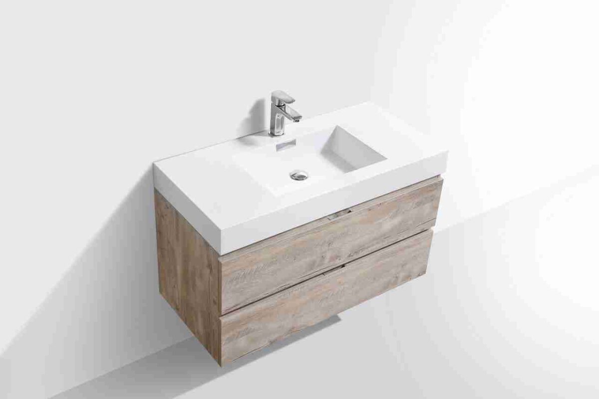 KUBEBATH BLISS 40″ NATURE WOOD WALL MOUNT MODERN BATHROOM VANITY - Image 3