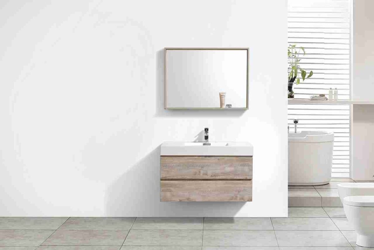 KUBEBATH BLISS 40″ NATURE WOOD WALL MOUNT MODERN BATHROOM VANITY - Image 5