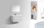 KUBEBATH BLISS 40″ HIGH GLOSS WHITE WALL MOUNT MODERN BATHROOM VANITY - Image 2