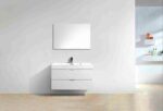 KUBEBATH BLISS 40″ HIGH GLOSS WHITE WALL MOUNT MODERN BATHROOM VANITY - Image 3