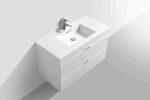 KUBEBATH BLISS 40″ HIGH GLOSS WHITE WALL MOUNT MODERN BATHROOM VANITY - Image 4
