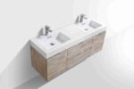 KUBEBATH BLISS 60″ NATURE WOOD WALL MOUNT DOUBLE SINK MODERN BATHROOM VANITY - Image 3
