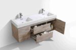 KUBEBATH BLISS 60″ NATURE WOOD WALL MOUNT DOUBLE SINK MODERN BATHROOM VANITY - Image 4