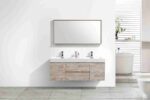 KUBEBATH BLISS 60″ NATURE WOOD WALL MOUNT DOUBLE SINK MODERN BATHROOM VANITY - Image 5