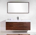 KUBEBATH BLISS 60″ WALNUT WALL MOUNT SINGLE SINK MODERN BATHROOM VANITY - Image 3