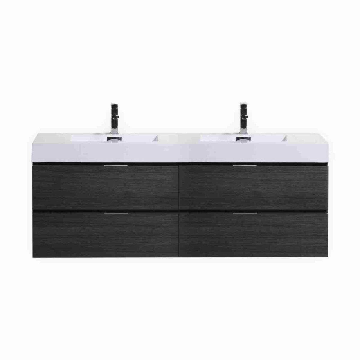 KUBEBATH BLISS 80″ GRAY OAK WALL MOUNT DOUBLE SINK MODERN BATHROOM VANITY - Image 1