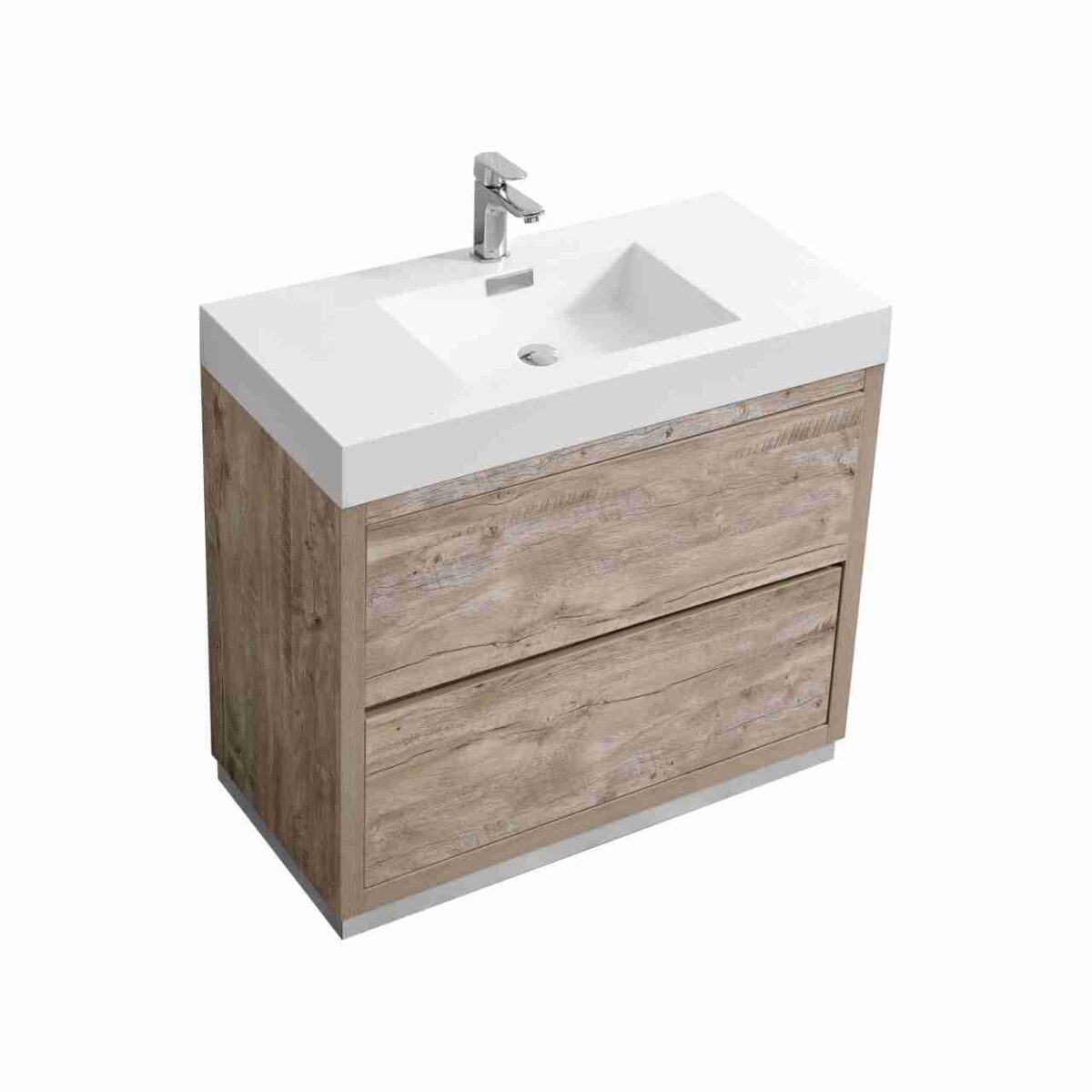 KUBEBATH BLISS 36″ NATURE WOOD FLOOR MOUNT MODERN BATHROOM VANITY - Image 1